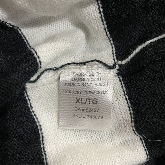NWD Sweater Womens Size XL Black/White 100% Acrylic Striped Pullover Mock Neck - Picture 7 of 8